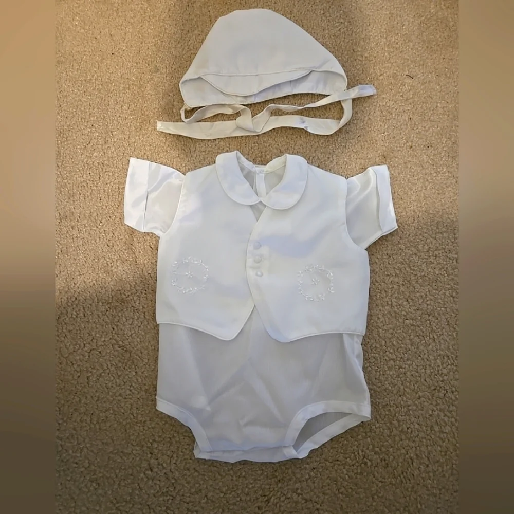 Vintage Baby boys 3 piece christening/ baptism outfit
